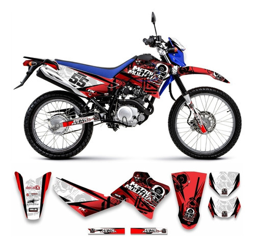Kit Adesivo Moto Trilha Yamaha Xtz 125 0,20mm Motocross 060 Cor Tricolor